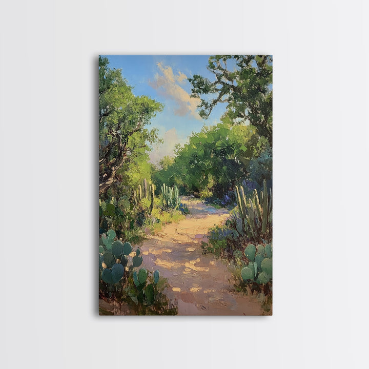 Serene GardenPath Canvas Print Southwest Wall Art Rustic Decor Above Bed Art Farmhouse Wall Art Gift Idea Landscape Painting