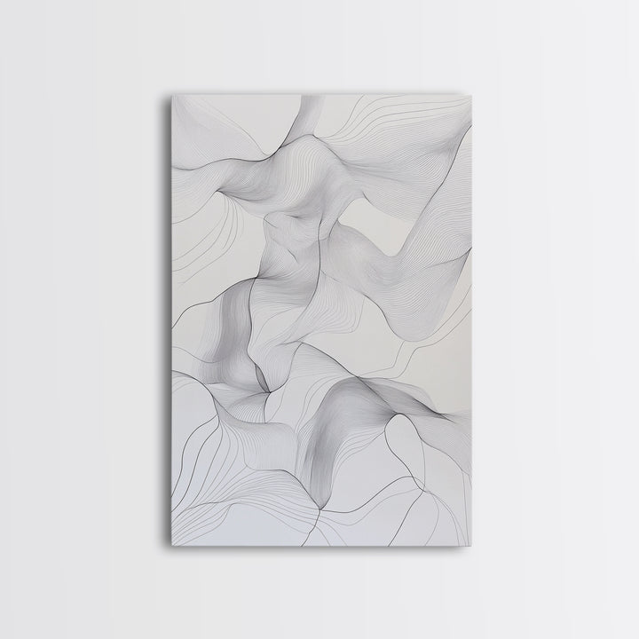 Black White Line Art Canvas Print Minimalist Geometric Wall Decor Modern Zen Artwork Above Couch Gift Idea Stylish Home Accent