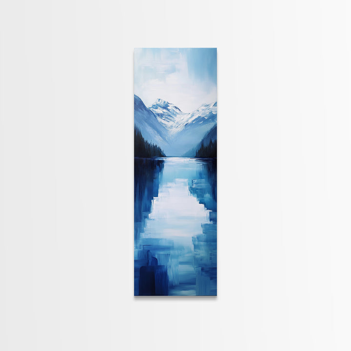 Alpine Lake, smoky mountain art, extra wide art, nature wall art, minimalist art, rustic decor, Canvas Print, above bed wall art