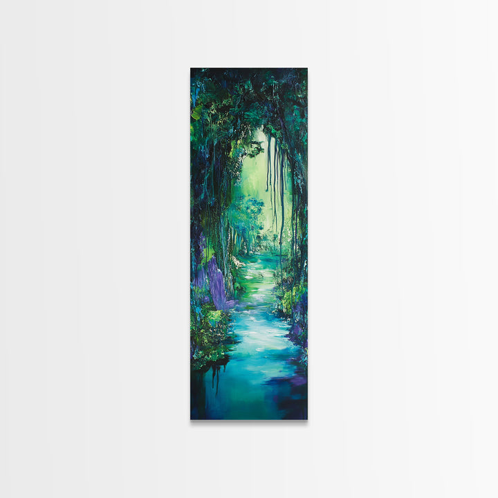 Mystical Forest, Wabi Sabi Art, Zen Wall Art, Forest at Dusk Painting, Tall Skinny Art, Moody Art, Extra Wide Art, Canvas Print