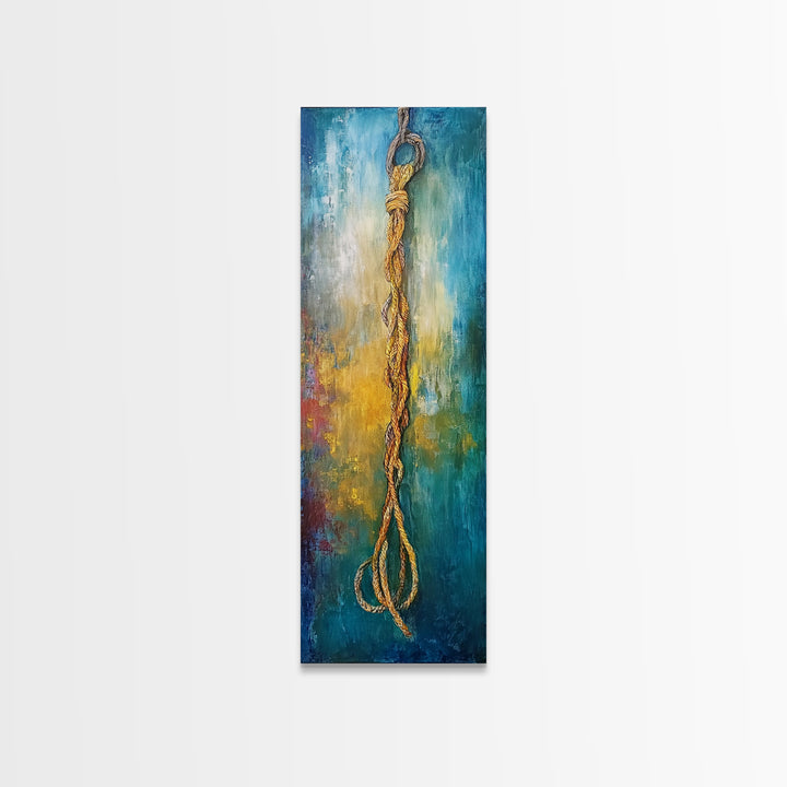 Nautical Rope, Coastal Decor, Rustic Wall Art, Nautical Painting, Wabi Sabi Art, Framed Canvas Print, Bedroom Art, Gift Idea
