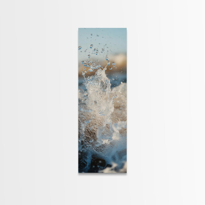 Ocean Splash, nautical wall art, seascape painting, surf wall art, blue and green wall art, coastal decor, Framed Canvas Print