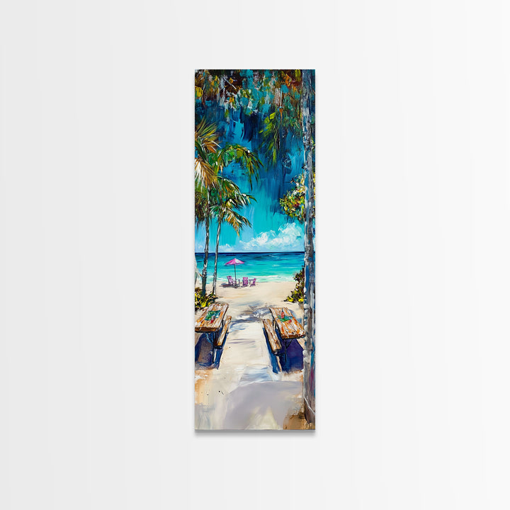 Beach Pathway, coastal wall art, tropical painting, ocean painting, palm tree painting, coastal decor, nautical painting, Canvas Print