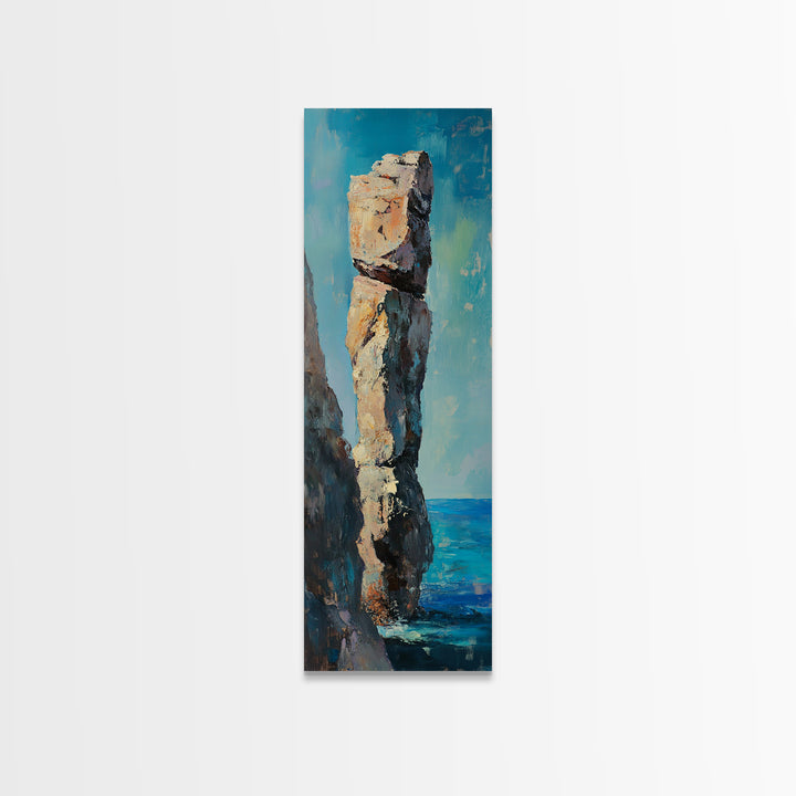 Coastal Rock, painting morro bay, nautical painting, framed canvas print, rustic decor, coastal wall art, above sofa art