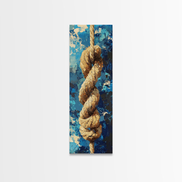 Nautical Rope, Blue Abstract, Textured Art, Framed Canvas Print, nautical decor, coastal wall art, rustic art, wabi sabi art