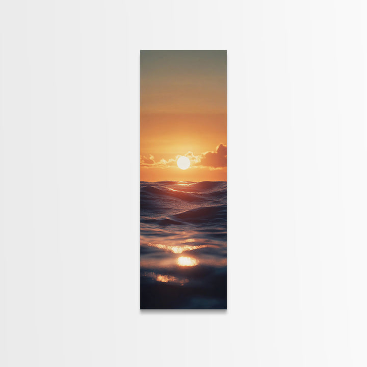Ocean Sunset, Coastal Painting, Seascape Art, Canvas Print, Nautical Decor, Vertical Wall Art, Beach House Art