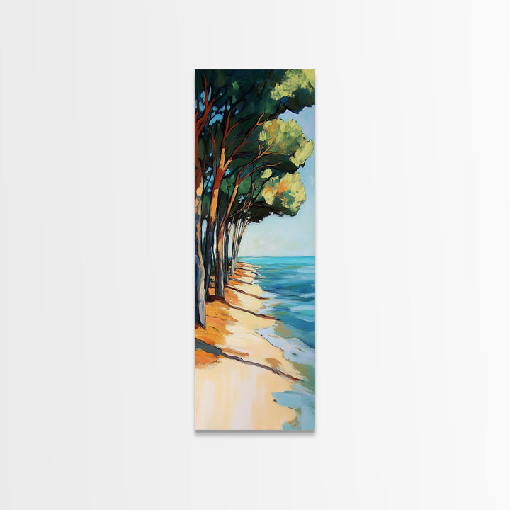 Beach Pines, coastal cowgirl wall art, coastal decor, nautical painting, ocean painting, framed canvas print, seascape painting