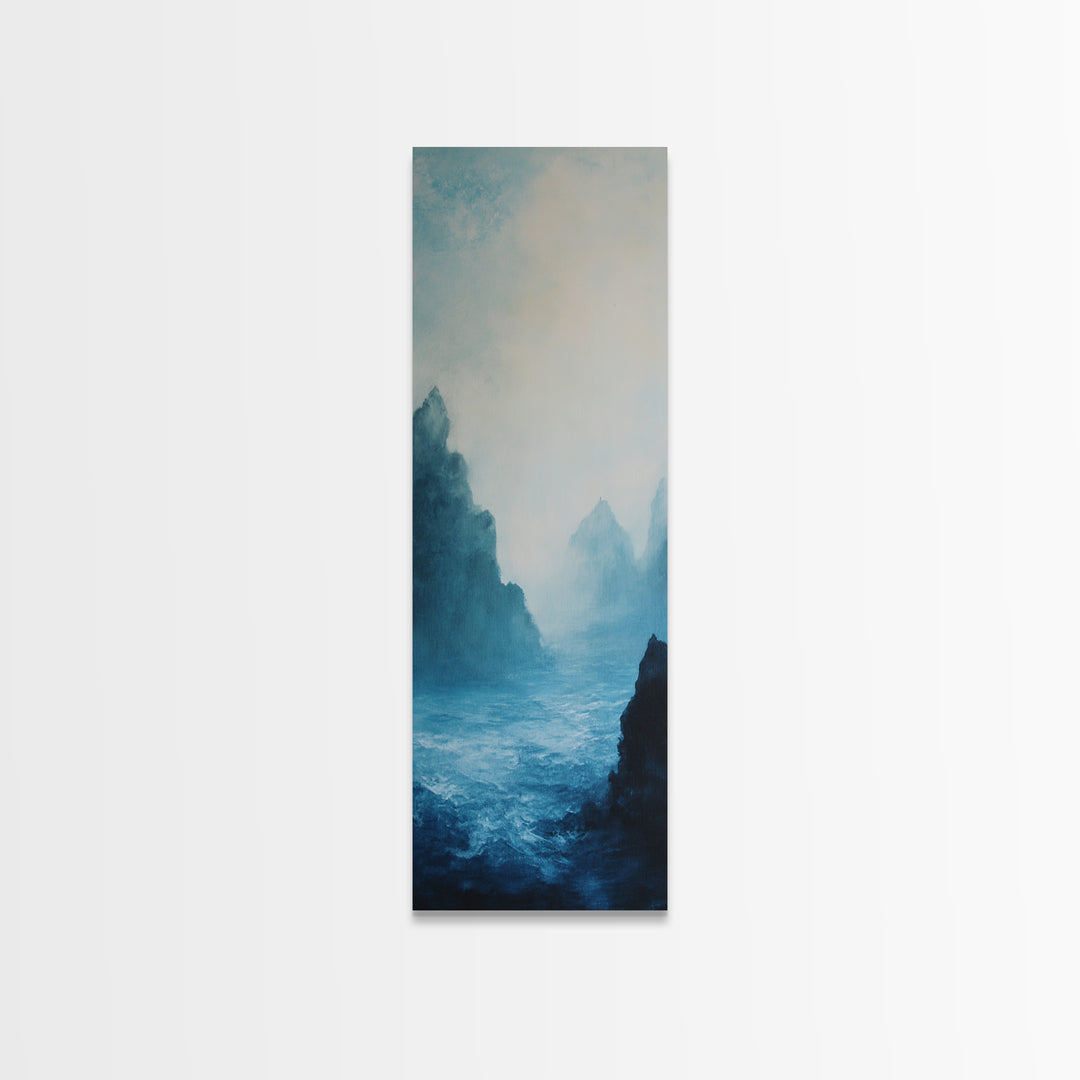 Misty Seascape, Nautical Wall Art, Moody Art, Coastal Decor, Landscape Painting, Canvas Print, Above Bed Wall Art, Gift Idea
