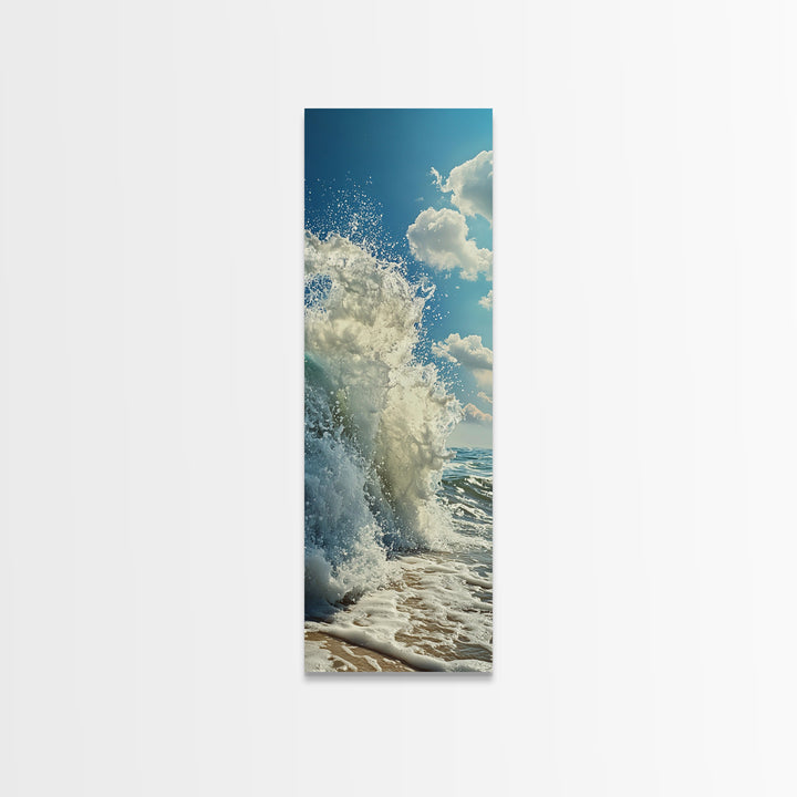 Ocean Wave Splash, Coastal Wall Art, Nautical Decor, Beach Art Print, Framed Canvas Print, Surf Wall Art, Vertical Wall Art