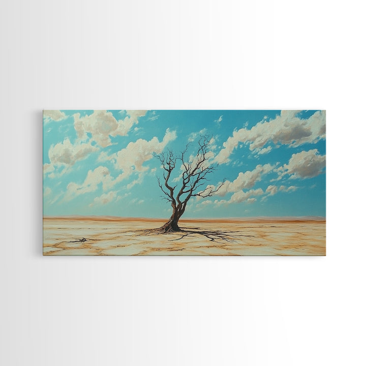 Desert Tree, Ozymandias Art, Joshua Tree Art, Southwest Wall Art, Blue and Green Wall Art, Gift Idea for Him, Framed Canvas Print, Rustic Art