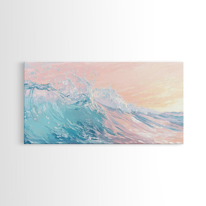Ocean Wave Painting, Coastal Wall Art, Surf Wall Art, Nautical Decor, Framed Canvas Print, Seascape Painting, Extra Wide Art
