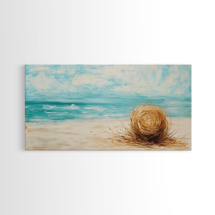 Beach Grass, coastal wall art, farmhouse decor, nautical painting, seascape painting, framed canvas print, panoramic art