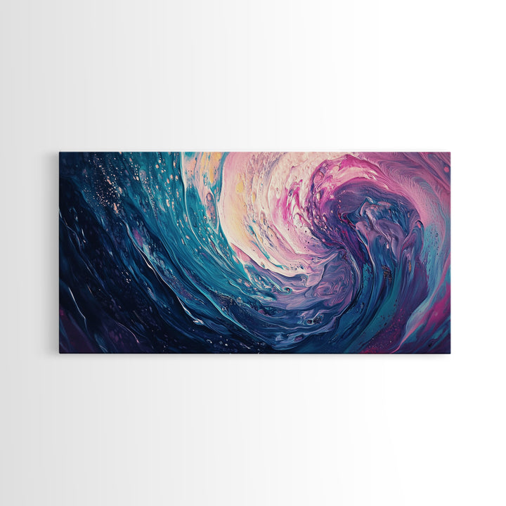 Abstract Wave, Ocean Swirl, Panoramic Art, Canvas Print, Coastal Decor, Teal Wall Art, Nautical Wall Art, Whimsical Art, Surf Wall Art