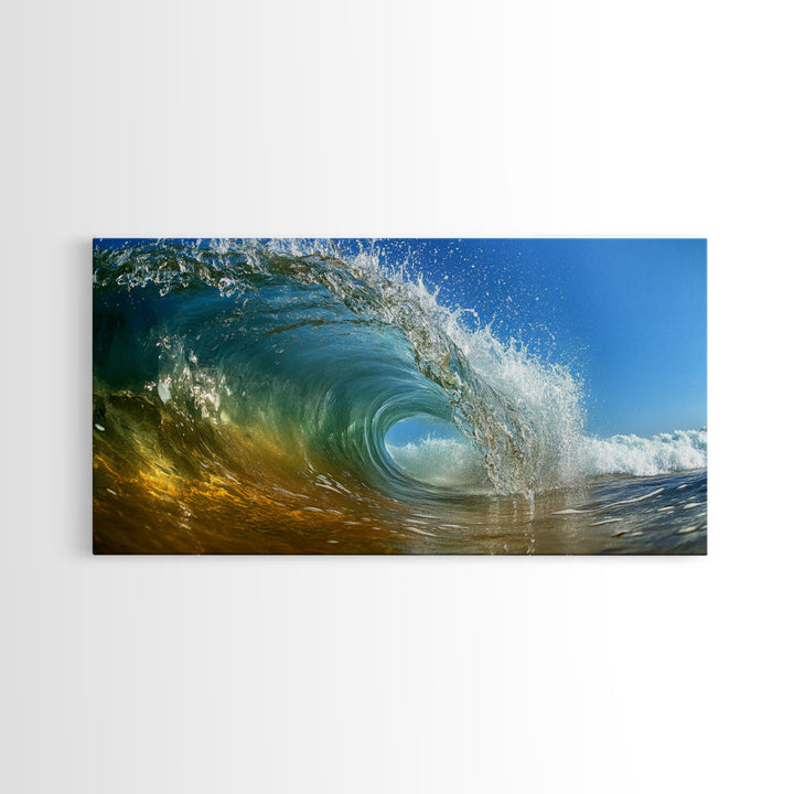 Barrel Wave, Surfing Photography, Panoramic Art, Canvas Print, Coastal Decor, Nautical Painting, Beach Wall Art, Surf Wall Art