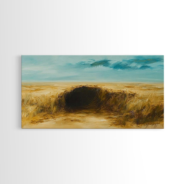 Desert Landscape, Ozymandias art, rustic wall art, above sofa art, extra wide art, panoramic painting, Canvas Print