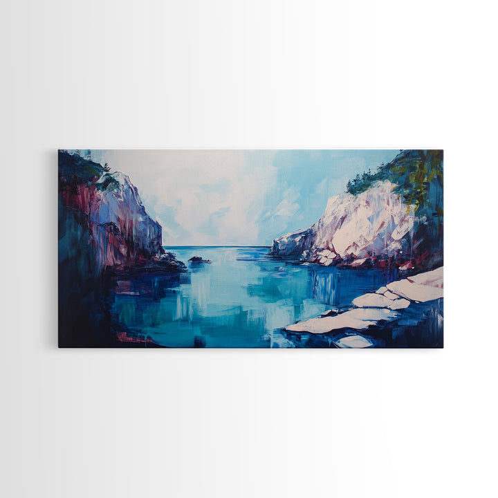 Ocean Cliffs, Seascape Painting, Nautical Decor, Coastal Landscape Art, Above Couch Art, Bedroom Art, Canvas Print, Gift Idea