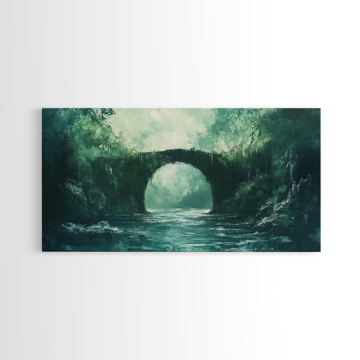 Dark Forest, Fantasy Art, Moody Art, Wabi Sabi Art, Extra Wide Art, Landscape Painting, Framed Canvas Print, Above Bed Wall Art