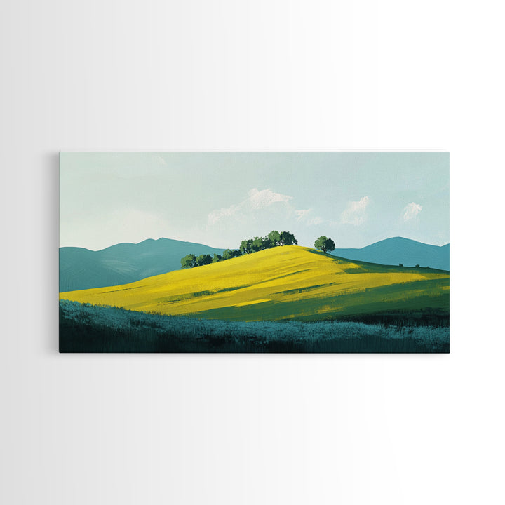Rolling Hills Landscape, mountain painting, green wall art, countryside art, above couch art, farmhouse art, Canvas Print