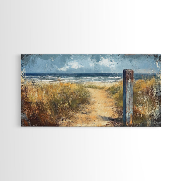 Coastal Pathway, coastal landscape art, nautical decor, seascape painting, coastal painting, beach house decor, Canvas Print