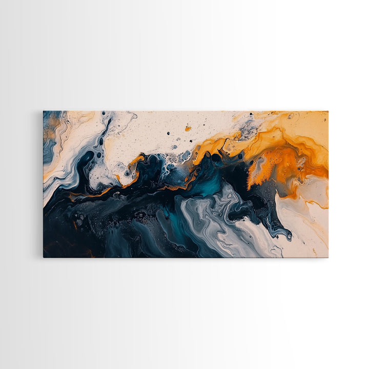 Abstract Ocean, Framed Canvas Print, coastal wall art, wabi sabi wall art, extra wide painting, contemporary abstract