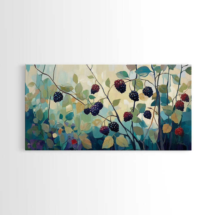 Blackberry, summer berries, Canvas Print, botanical prints, fruit of the spirit wall art, wildflower painting, kitchen art