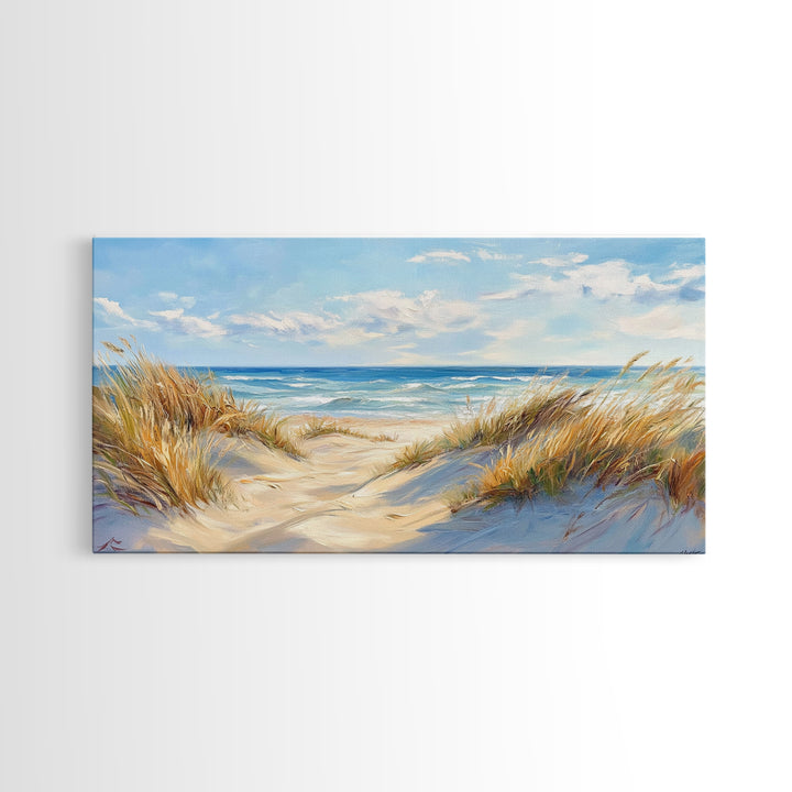 Beach Dunes, Coastal Painting, Nautical Wall Art, Canvas Print, Seascape Painting, Coastal Decor, Above Bed Wall Art, Farmhouse Art