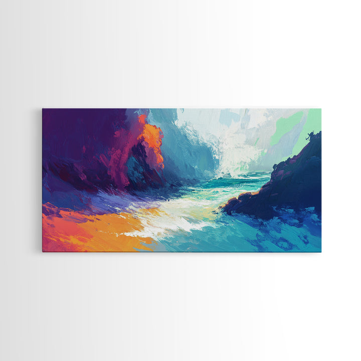 Abstract Seascape, Moody Ocean Painting, Dark Romance Painting, Nautical Wall Art, Coastal Decor, Framed Canvas Print, Large Art