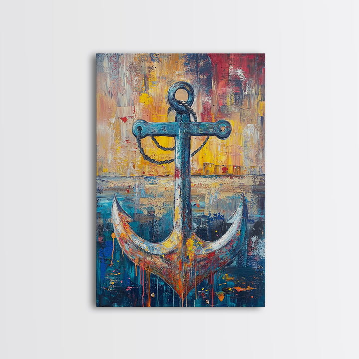 Nautical Anchor, Coastal Wall Art, Rustic Ocean Painting, Nautical Decor, Coastal Cowgirl Wall Art, Canvas Print, Gift Idea