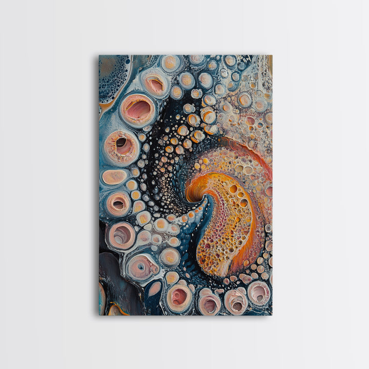 Abstract Swirl, Sacred Geometry Wall Art, Psychedelic Art, Science Art, Moody Art, Teal Wall Art, Canvas Print, Gift Idea