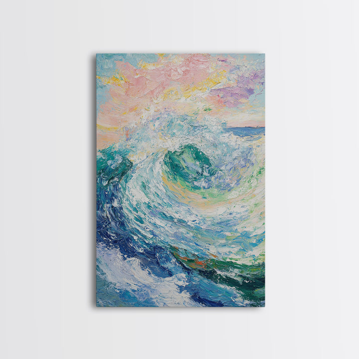 Ocean Wave Painting, Surf Wall Art, Coastal Cowgirl Wall Art, Seascape Painting, Canvas Print, Nautical Decor, Beach House Art