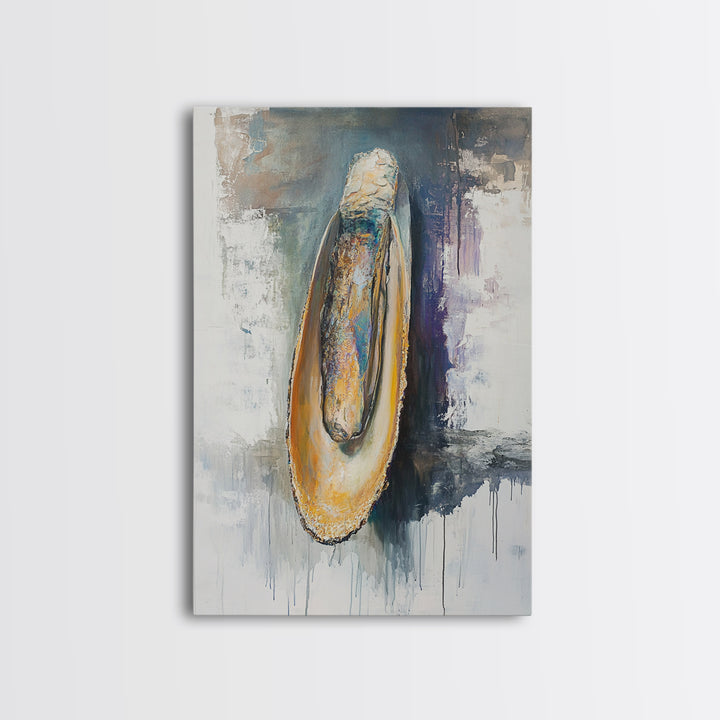 Abstract Oyster, oyster painting, oyster shell painting, coastal wall art, wabi sabi art, neutral wall art, canvas print, home decor