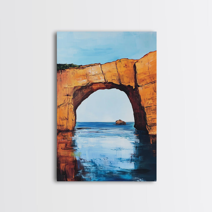 Ocean Arch, coastal painting, seascape painting, nautical decor, beach house art, extra wide art, framed canvas print, wall decor