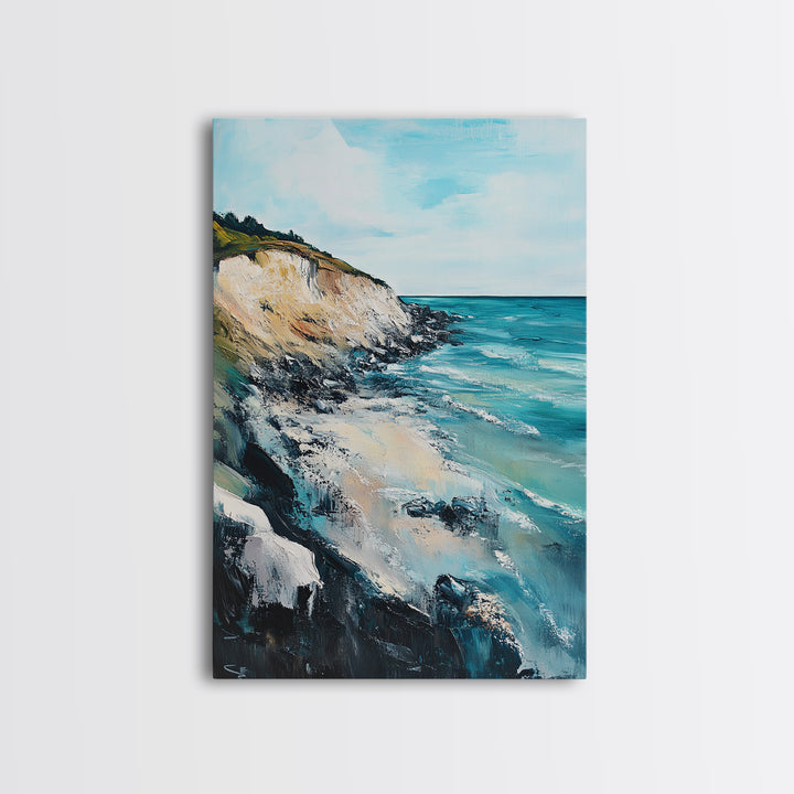 Cliffside View, Ocean Painting, Canvas Print, Coastal Wall Art, Nautical Decor, Seascape Art, Rustic Art, Gift Idea, Above Bed Art