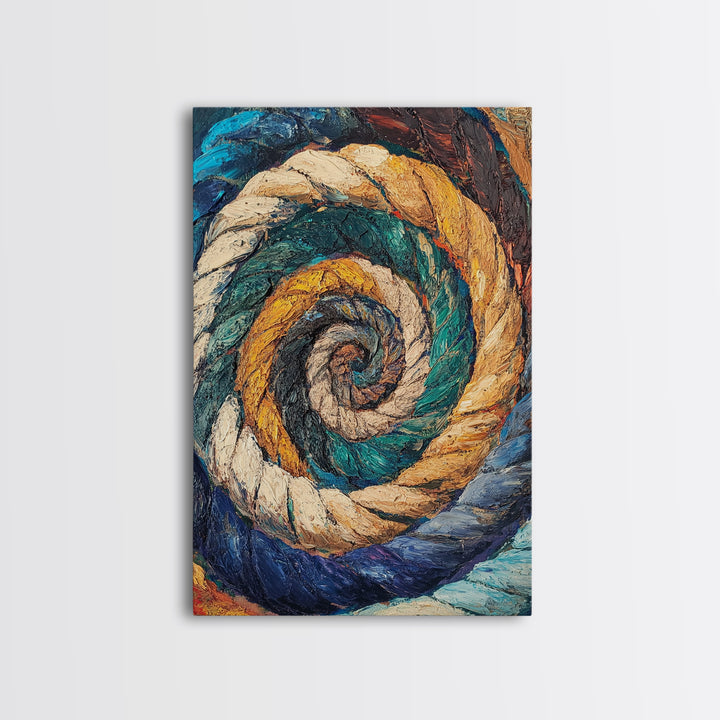 Nautical Spiral, Abstract Ocean Art, Canvas Print, Coastal Wall Art, Moody Art, Geometric Painting, Living Room Art, Gift Idea