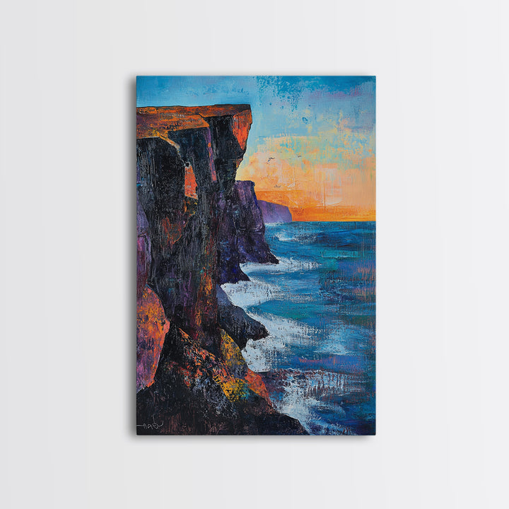 Cliffs of Moher, Ireland Painting, Coastal Landscape Art, Seascape Painting, Nautical Wall Art, Canvas Print, Gift Idea