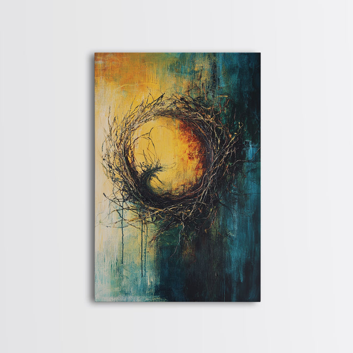 Rustic Bird Nest Canvas Print Minimalist Nature Wall Art Farmhouse Home Decor Moody Artwork Cozy Living Room Art Gift Under 50