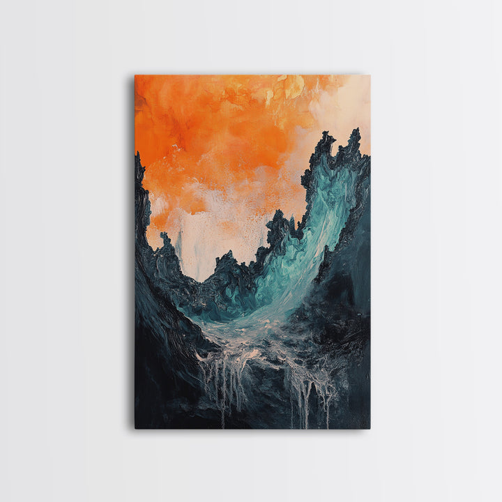 Abstract Wave Energy Canvas Print Moody Ocean Painting Stormy Water Art Modern Wall Decor Living Room Accent Gift Under 75