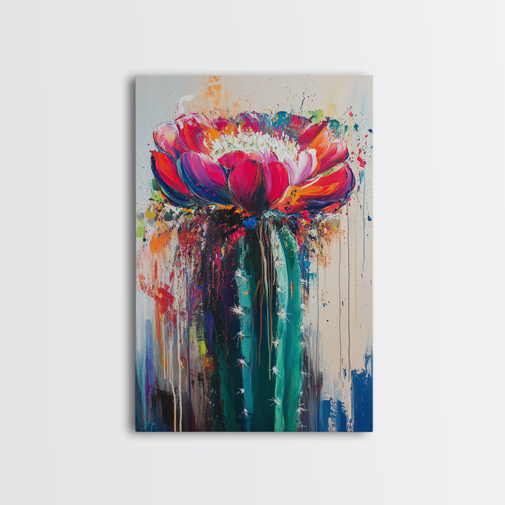 Cactus Flower, Botanical Prints, Southwest Wall Art, Boho Art, Moody Art, Rustic Wall Art, Living Room Art, Canvas Print