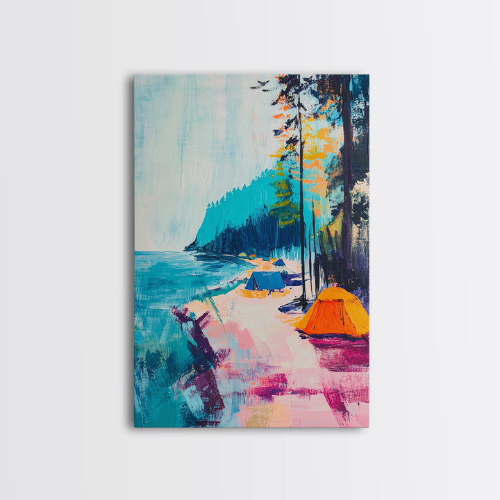 Coastal Camping, Joshua Tree Art, Coastal Cowgirl Wall Art, Outdoor Painting, Nautical Decor, Above Sofa Art, Canvas Print