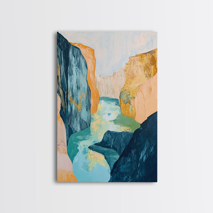 Canyon River, Southwest Wall Art, Mountain Painting, Rustic Art, Landscape Painting, Extra Wide Art, Boho Art, Framed Canvas Print