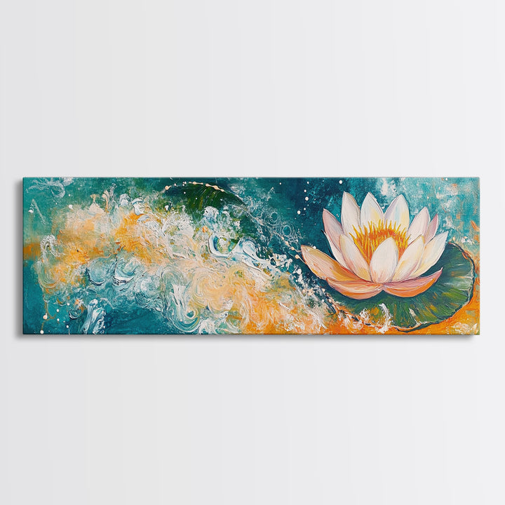 Abstract Water Lily Art, Dreamy Floral Painting, Tranquil Zen Home Decor, Serene Botanical Wall Art, Modern Living Room Artwork