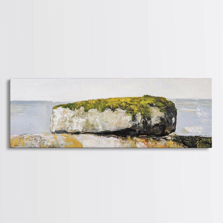 Coastal Rock Formation Canvas Print - Minimalist Seascape Wall Art, Neutral Home Decor, Nature Inspired Living Room Art,