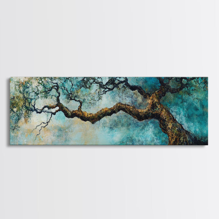 Ancient Oak Tree Framed Canvas Print - Moody Nature Wall Art, Dreamy Landscape Painting, Rustic Living Room Decor, Boho Tree Artwork