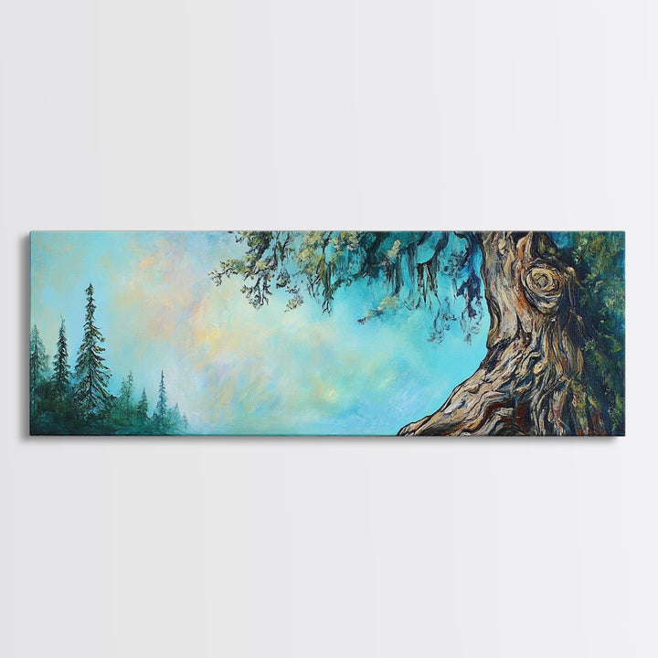 Ancient Tree Serenity Canvas Print Majestic Nature Painting Mystical Forest Art Peaceful Landscape Large Wall Art Living Room