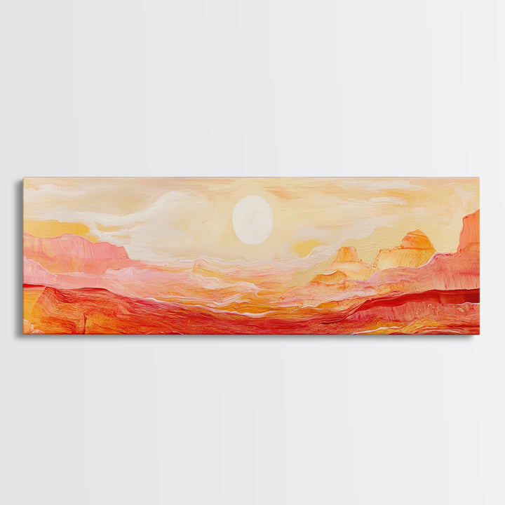 Desert Sunset Painting Warm Abstract Southwest Wall Art Minimalist Mountain Landscape Artwork Boho Home Decor Canvas Print