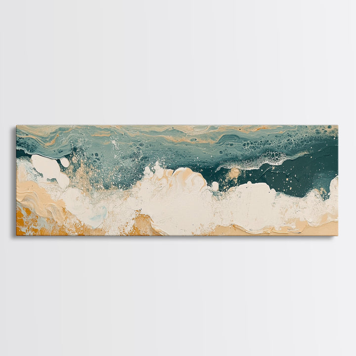 Abstract Ocean Waves Framed Canvas Print Coastal Wall Art, Beach House Decor, Modern Seascape, Large Wall Art, Minimalist Art