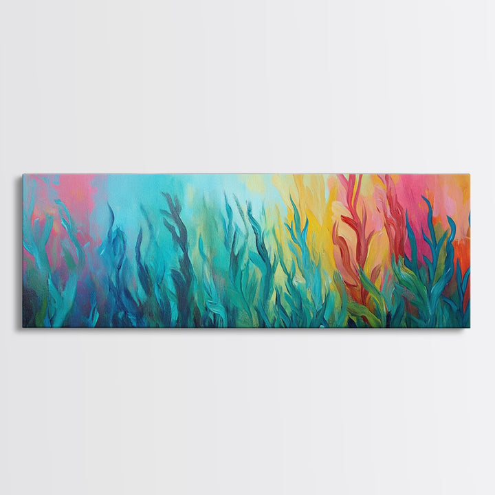 Abstract Seaweed Canvas Print Vibrant Coastal Wall Art, Ocean Inspired Decor, Modern Underwater Painting, Boho Home Accent