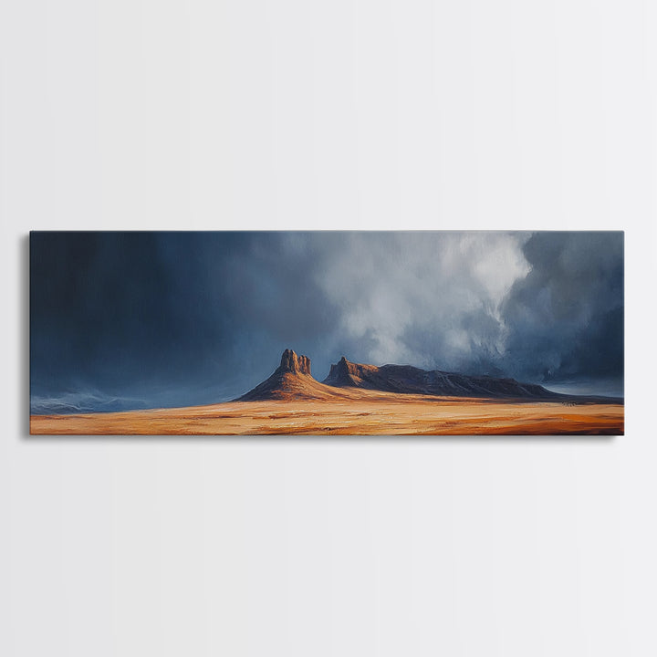 Desert Storm Canvas Print Moody Landscape Art, Southwestern Wall Art, Nature Painting, Office Decor, Living Room Artwork