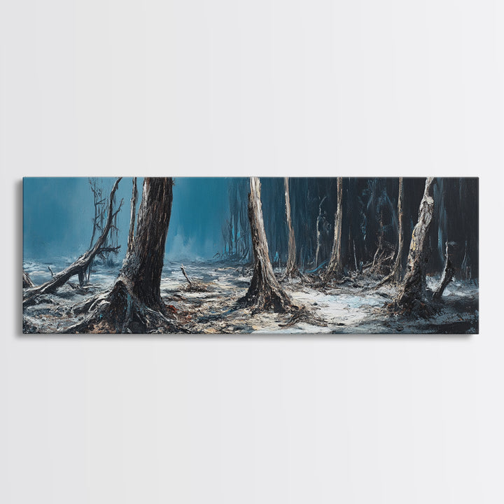 Dark Forest Mystical Canvas Print Moody Landscape Wall Art Gothic Nature Decor Haunted Woods Painting Spooky Halloween Gift