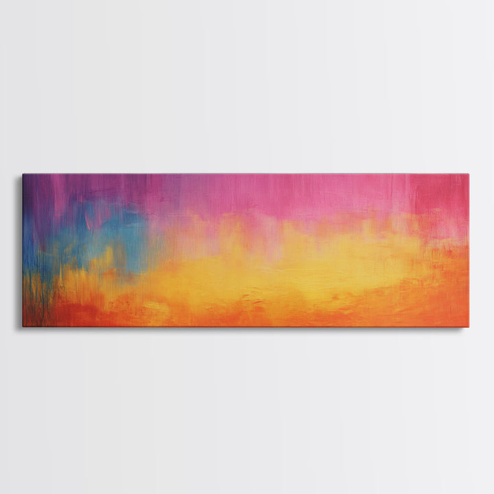 Colorful Gradient, Vibrant Abstract Painting, Modern Wall Art, Sunset Tones, Canvas Print, Boho Style, Living Room Artwork
